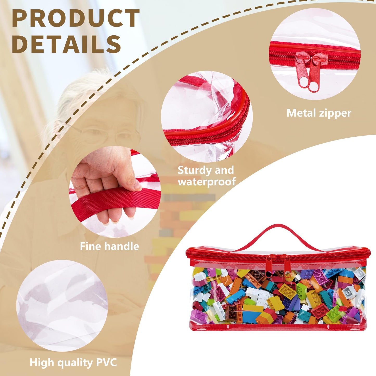 6 Packs Clear Toy Storage Bags- 9.4 X 6.7 X 4.3 Inch Transparent Pvc Toy Organizing Bags With Zipper- Waterproof Toy Storage Org