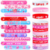 Thuodo 48 Pcs Valentines Slap Bracelets Rubber Bracelets Valentines Party Favors Gifts for Kids School Classroom Goodie Bag Stuf