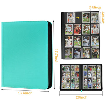 Trading Card Binder 16 Pocket  GERMUN PU Cover Card Binder for 1000+ Cards  enhanced Trading Card Holder Folders  Double Sided Pocket Card Album for MTG  TCG (Lake Blue)