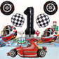 Stcomart 8 Pcs Race Car Party Decorations, Black Number 1 Balloon Checkered Balloons Tire Balloons For Boys 1St Birthday