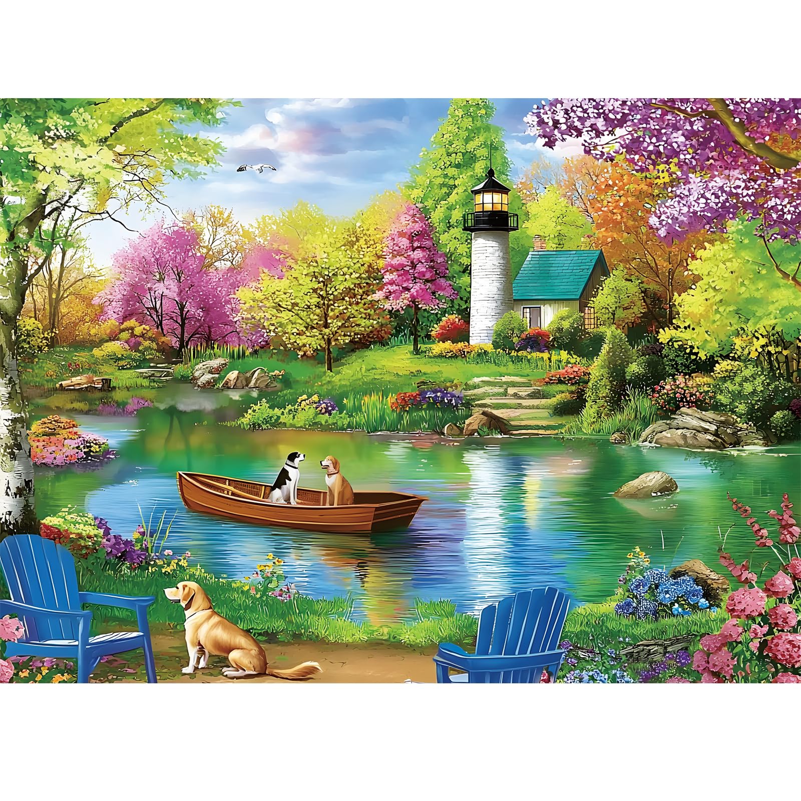 500 Piece Puzzle for mature-themed Large Piece Lake Landscape Puzzle for Kids Teen mature-themeds Unique Fun Dog Jigsaw Puzzle Challenging Family Activity Game Gift for Family  Friends  Men  Women  Seniors 20.5*15 In