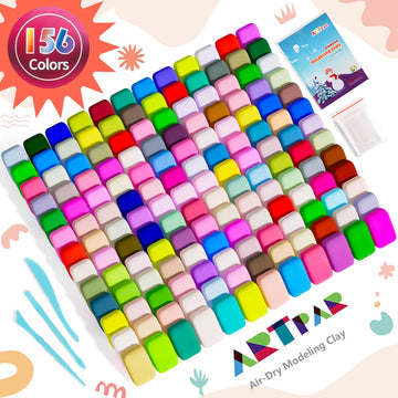 ARTPAR Air Dry Clay 156 Colors,Modeling Magic Clay for Kids Bulk Kit, Soft & Non Sticky,Non-Toxic Art and Crafts Supplies for Cl