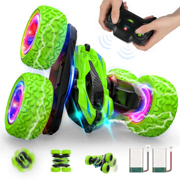 Remote Control Car-Rc Cars Toys For Ages 5-7, 4Wd Rc Stunt Cars Rc Car Kids Toys For Ages 8-13, Double Sided 360Rotating Toys Fo