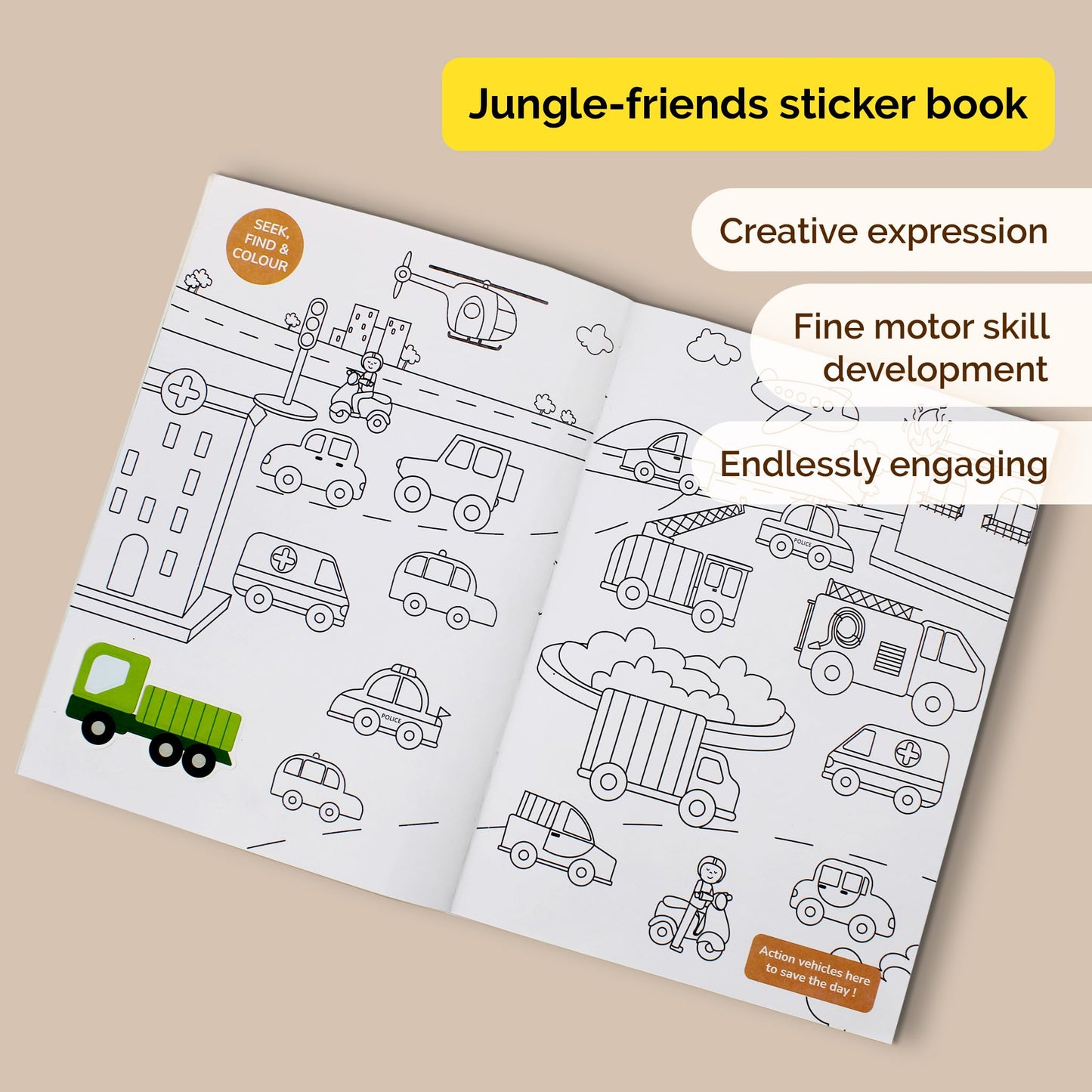 Shumee My First Sticker Book- Vehicle Themed (3+ Years) | 160+ Stickers | Long Lasting & Reusable Stickers! | Non Toxic & Safe |