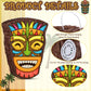 Threan Small Tiki Piñata Tropical Hawaii Piñata With Blindfold Bat Aloha Luau Piñata For Hawaiian Luau Themed Party Decoration Summer Birthday Party Supplies, 15.7 X 3.1 X 12.2 Inch