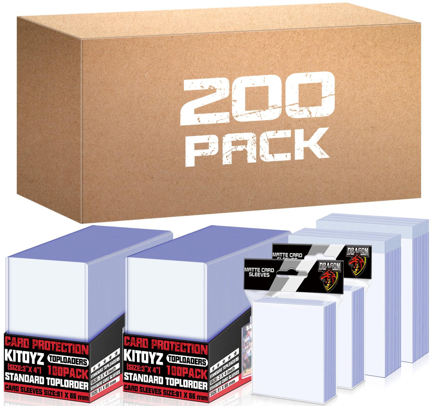 200 Ct Toploaders Cards Sleeves For Trading Cards, 3 X 4 Top Loaders Baseball Card Protectors Holder Hard Plastic Case Fit For Football, Game Card (200 Toploaders + 400 Penny Card Sleeves)