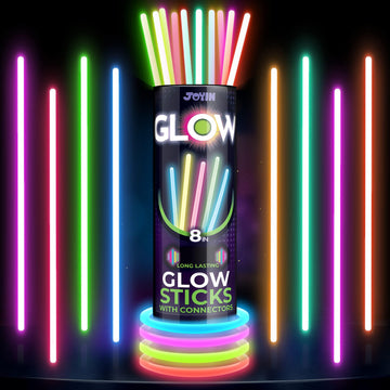 Joyin 300 Pcs 8' Glowsticks, Bracelets Necklaces, Glow In The Dark Party Favors, Easter, Christmas, Halloween Supplies Pack, Football Party Supplies