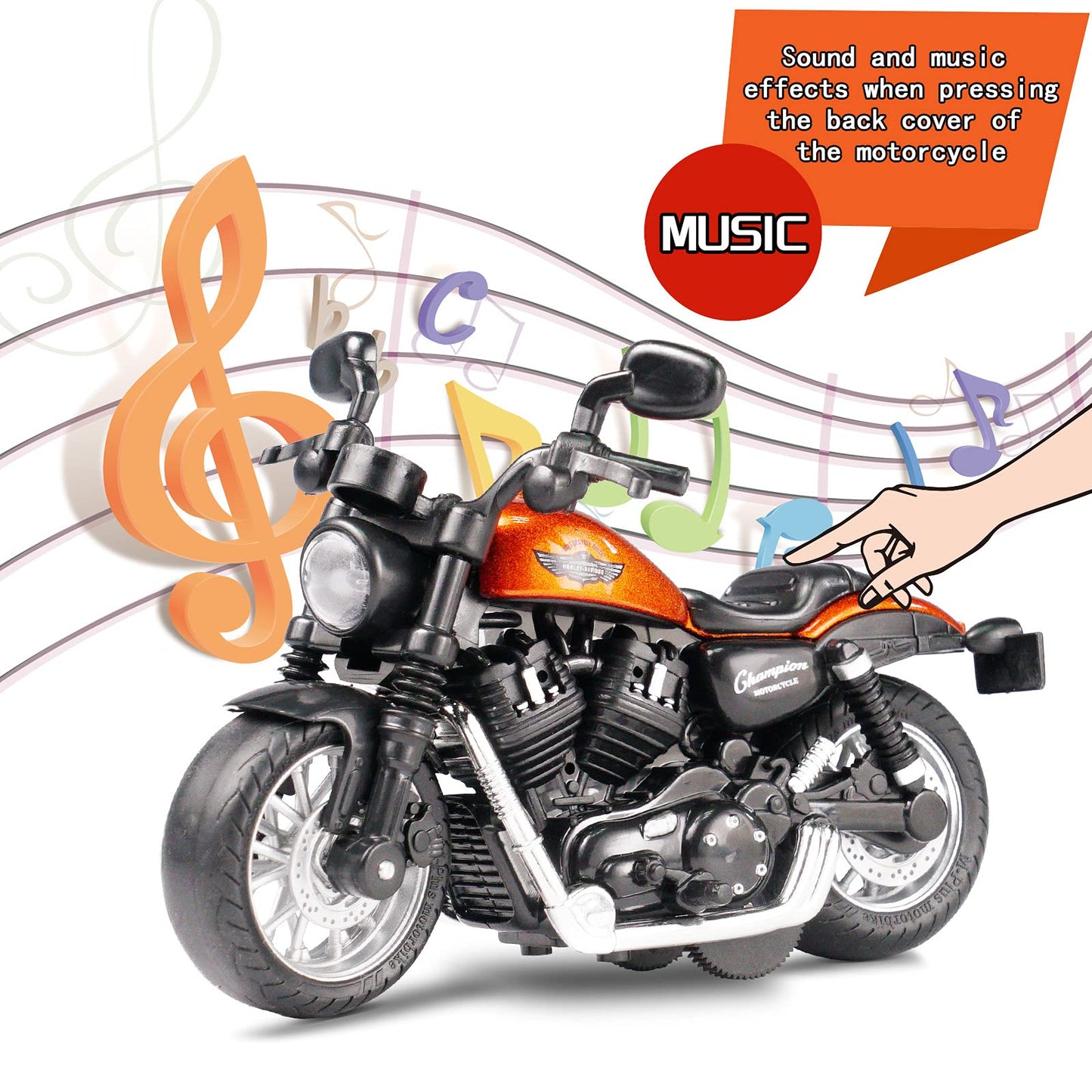 Cyysfivqz Die Cast Toy Motorcycle,Pull Back Motorcycle With Sounds And Lights 1:14 Friction Powered Kids Toy Cars,Motorcycle Toy