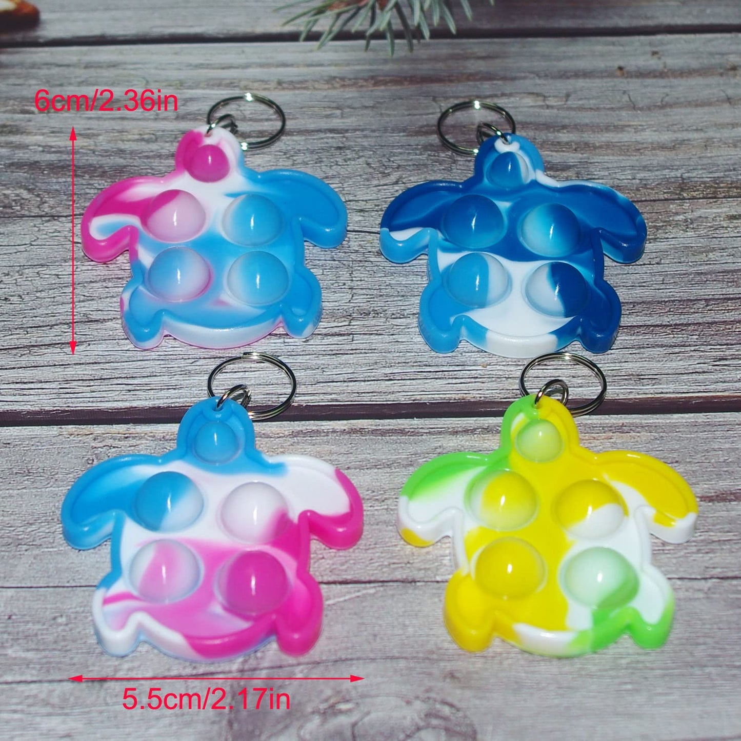 Goodangie00 20Pcs Bulk Rainbow Turtle Mini Pop Fidget Toy Backpack Decor for Friend Birthday Summer Party Favors and Kids Students Small Prize Gift