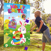 Tatuo Easter Toss Game With 3 Bean Bags Funny Bunny And Easter Egg Banner 34 X 53 Inches Spring Bean Bag Game Sets For Indoor Ou