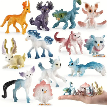 Liberty Imports 12 Pack Fantasy Creatures Figurines Set - Multicolor Plastic Fairy Animals & Mythical Toy Figures, Model KZ956-030E