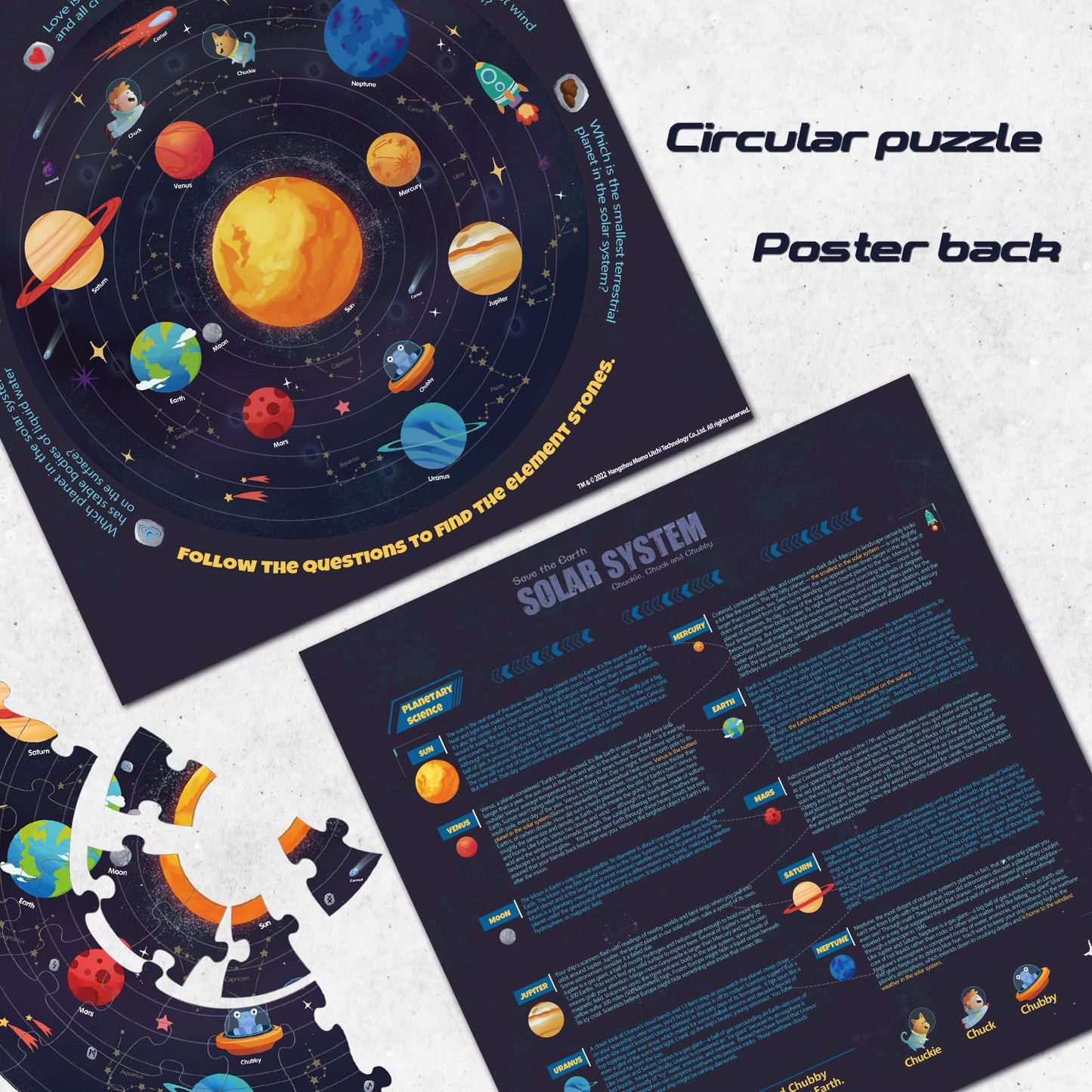Taozi&Lizhi Solar System Floor Puzzles Kids Ages 3-5, 4-8, Large 48 Pieces Round Space Planets Jigsaw Puzzle Toys, Educational L