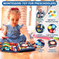 Qizfun Busy Board Montessori Toy - Educational Sensory Activity for 1-4 Years, Medium Size, Soft Felt Fabrics, Blue Model QIZBBXPRO
