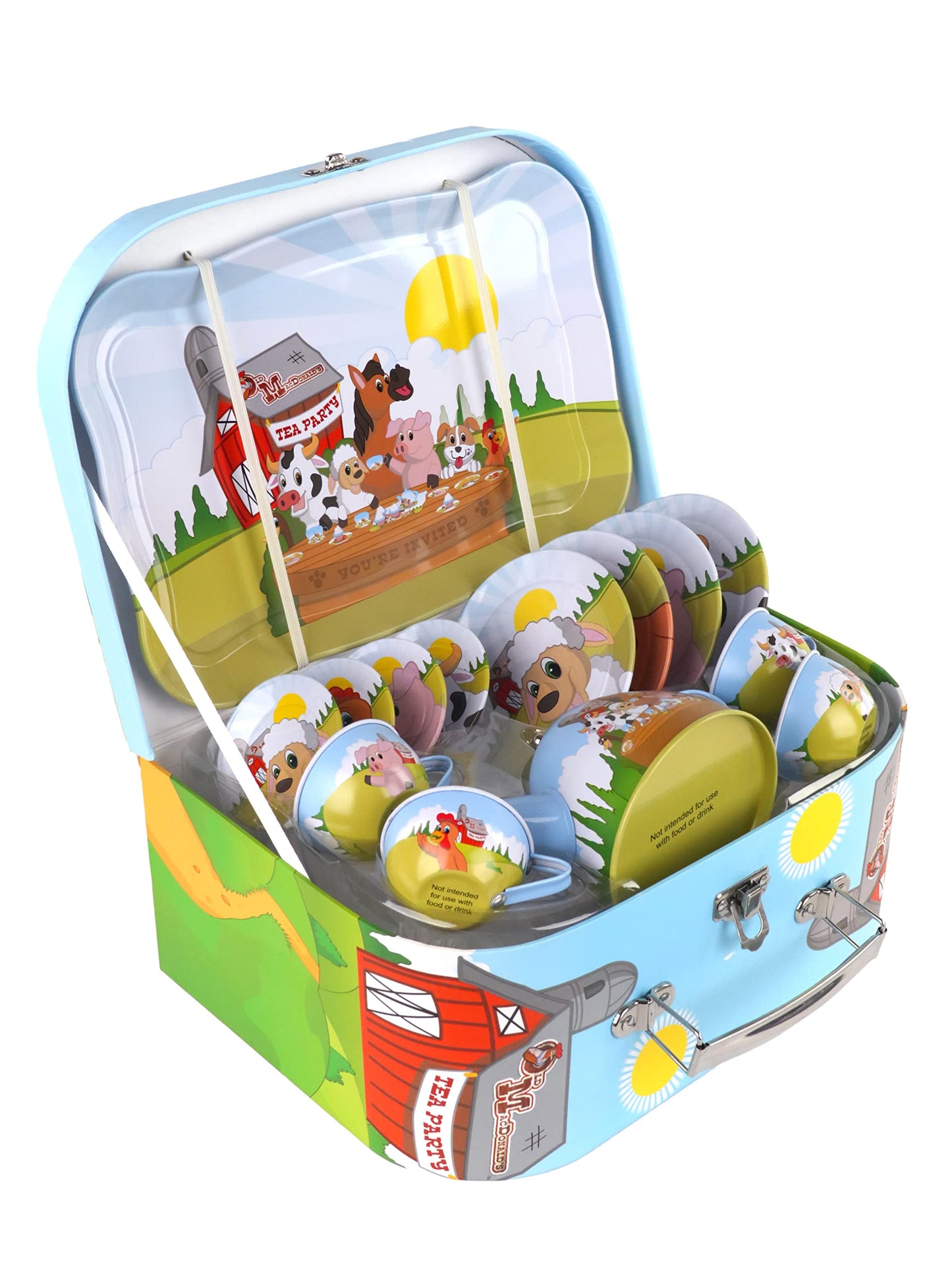 Regal Games Old Macdonalds Tea Time - Barnyard Animal Designed Kids Tea Time Set - Includes 1 Teapot, 4 Cups, 4 Saucers, 1 Plat