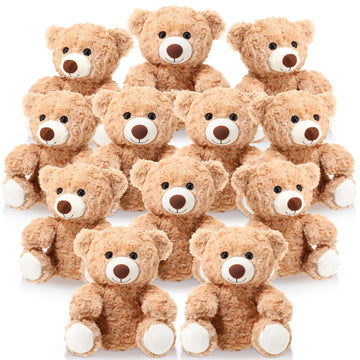 Jenaai 12 Pcs Christmas Bears Bulk 10 Bear Stuffed Animal Baby Shower Decorations Small Stuffed Plush Toys Gifts for Girls Boy