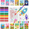 Benlouis 12 Outer Space Mini Coloring Books Kids With 12 Stacking Crayons Astronaut Party Favors Small Activity Books Bulk For K