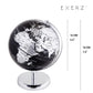 Exerz World Globe Black Dia 5.5-Inch - Mini Educational Globe Of Earth - Metal Base - Metallic Black