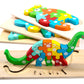 Wooden Montessori Puzzles Including: Dinosaur, Dolphin, Rabbit And Teddy Bear Patterns