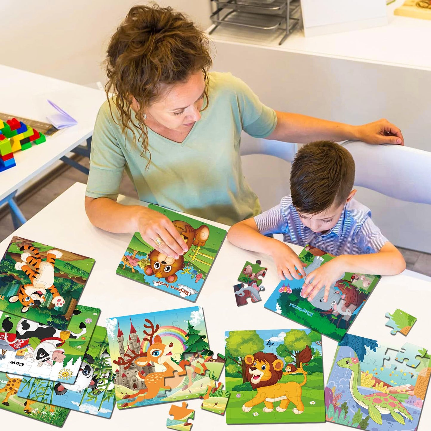 Puzzles For Kids Ages 3-5, 16 Piece Colorful Wooden Puzzles For Toddler Children Learning Educational Puzzles Toys For Boys And Girls (9 Puzzles)