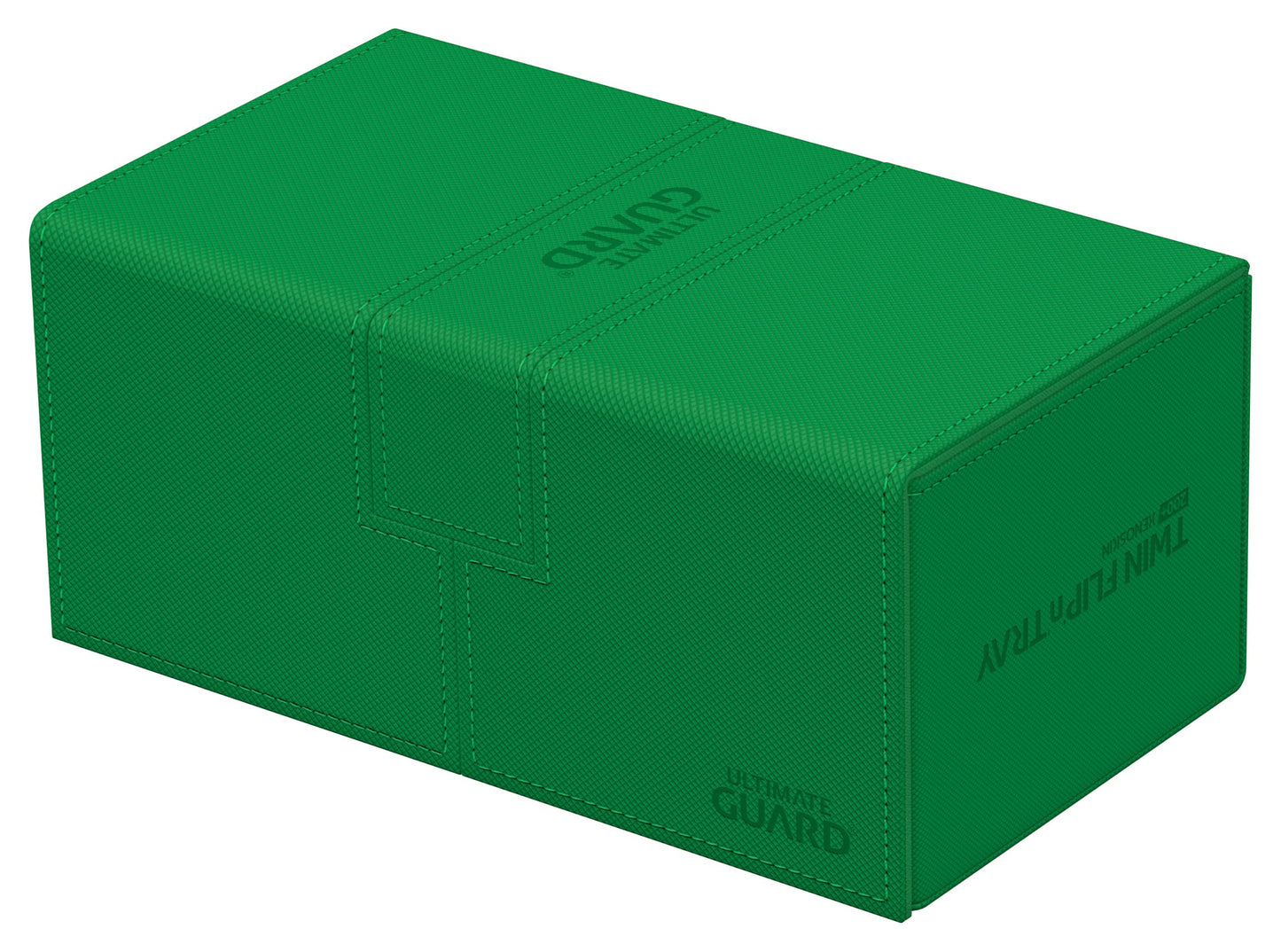 Ultimate Guard Twin Flip'N'Tray 200+, Deck Case For 200 Double-Sleeved Tcg Cards + Dice Tray, Green, Independent Magnetic Closure & Microfiber Inner Lining