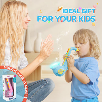 Contixo KT1 Toy Saxophone - Saxaboom, Trumpet, Clarinet with Light & Sound, Early Education Musical Instruments for Toddlers, Bl