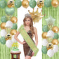 Sage Green Birthday Decorations With Happy Birthday Banner Olive Green Fringe Curtain Sash Foil Balloon Eucalyptus Retro Green W
