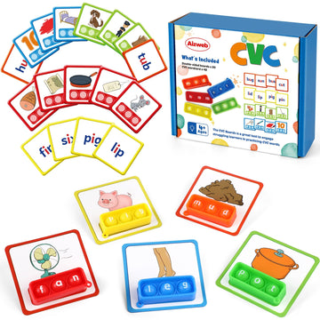 Aizweb Cvc Word Game,Phonics Games Flash Cards For Preschool Kindergarten Classroom Supplies,Special Education Reading Manipulative Spelling Toy For Learning Activity Teacher School