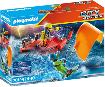 Playmobil Kitesurfer Rescue Set with Speedboat, One Size, Colourful, Model 70144, Plastic