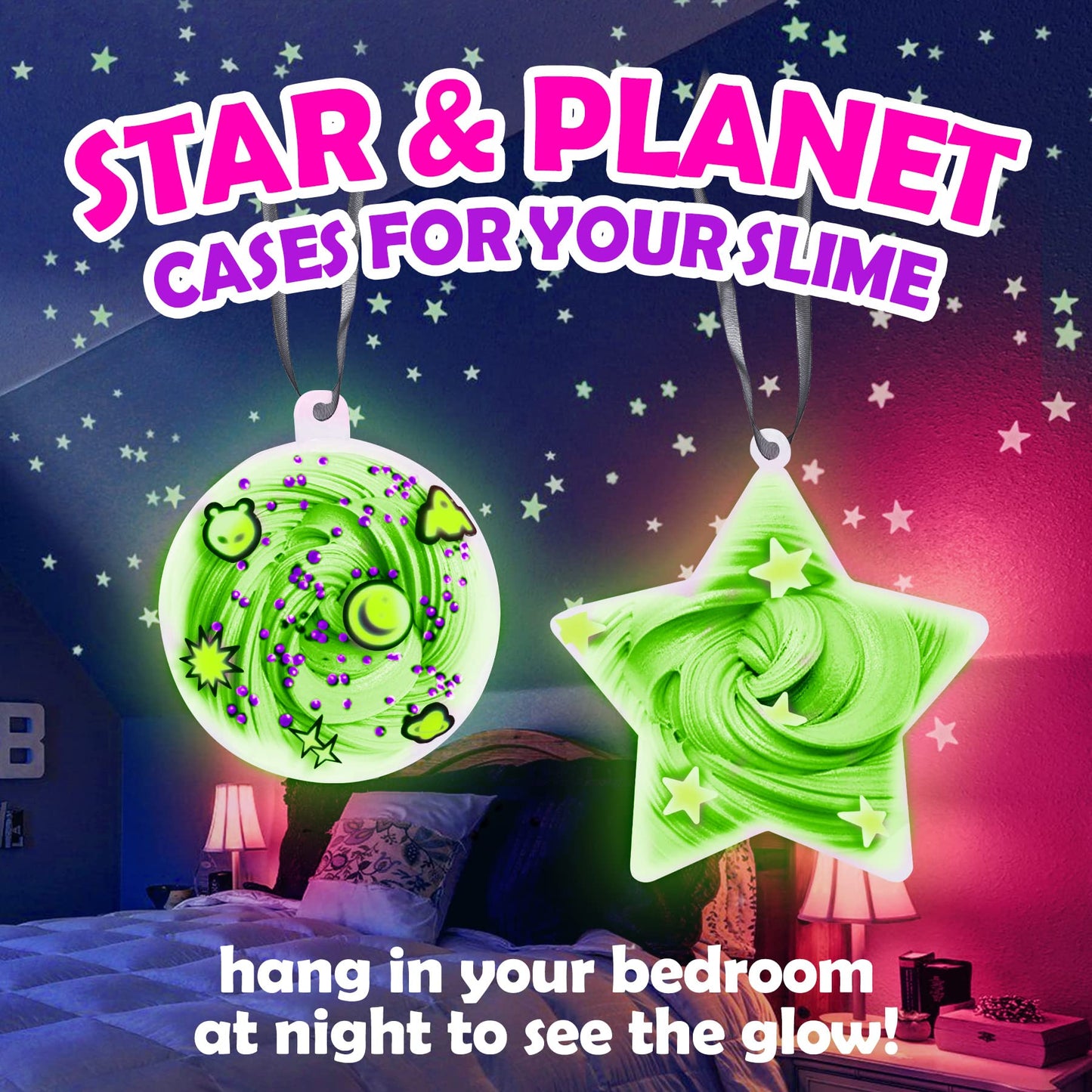 Original Stationery Galaxy Slime Kit - Glow in The Dark Stickers & Glitter Powder - Fun Slime Maker Set for Girls 8-12, Model OSGSK-0173