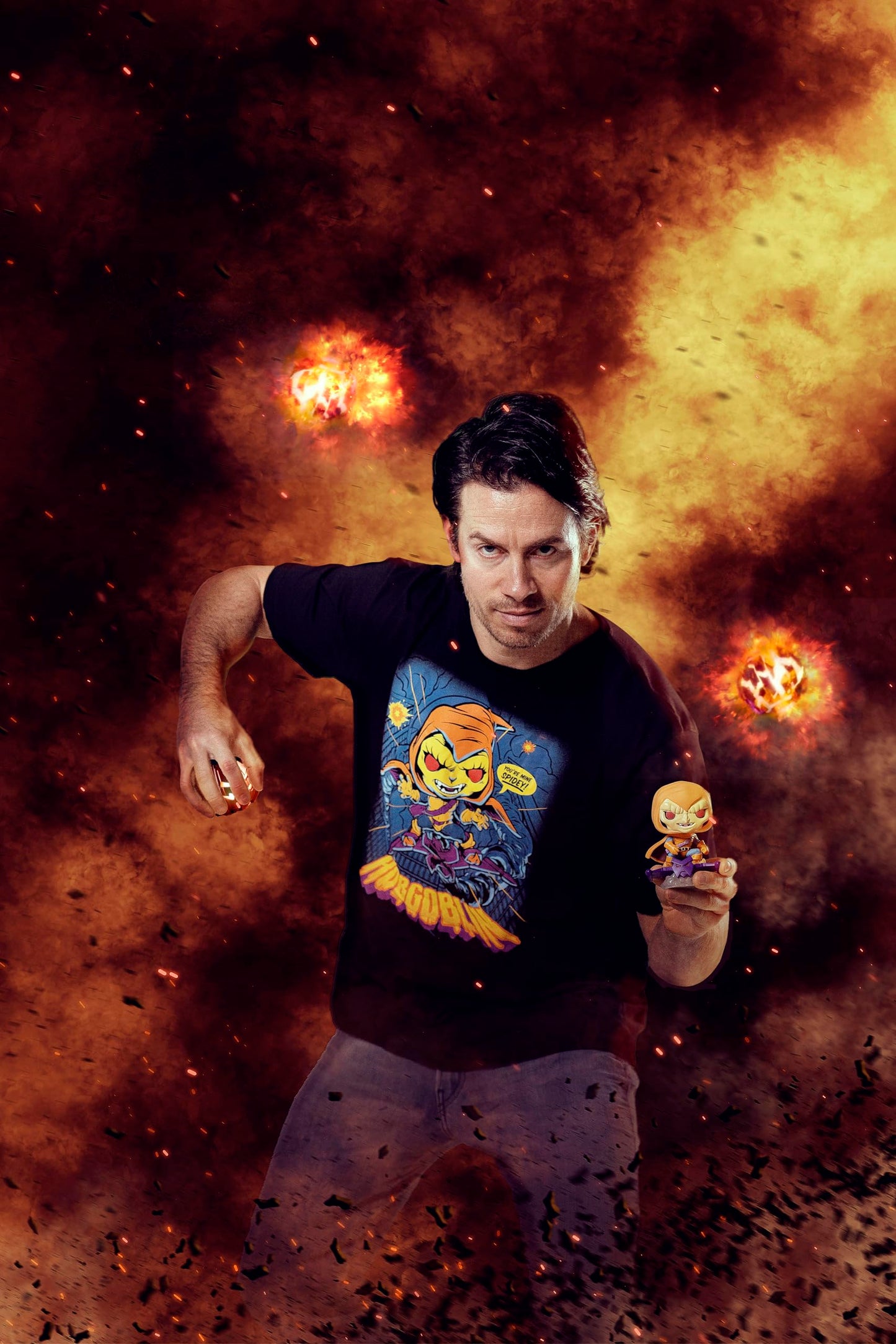 Funko Pop! & Tee: Animated Spider-Man-Hobgoblin - Glow In The Dark - Large - (L) - Marvel - T-Shirt - Clothes With Collectable Vinyl Figure - Gift Idea - Toys And Short Sleeve Top For Adults Unisex