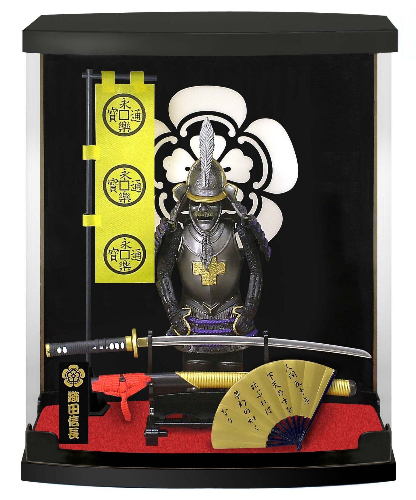 MEISTER JAPAN Samurai Figure Oda Nobunaga protective covering Japanese Shogun Series A8 Silver protective covering with Real Katana