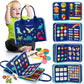 hahaland Busy Board for Toddlers - Montessori Toys Preschool Learning Activities with Life Skills  Alphabet  Number  Shape  Color  Animal  Weather - Toddler Boy Learning Educational Toys  Travel Toys