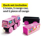 Zany Trains Series 1 - Wooden Train Set With Cargo - Compatible With All Wooden Train Sets - Wooden Train Cars (Sugar Rush Susie)
