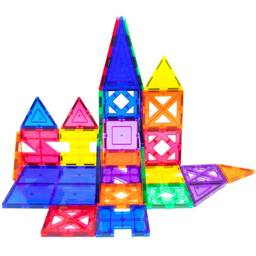 Picassotiles Educational Set Magnetic Building Tiles With Unique Shapes & Clear Box Tile 3D Magnet Construction Block Different 