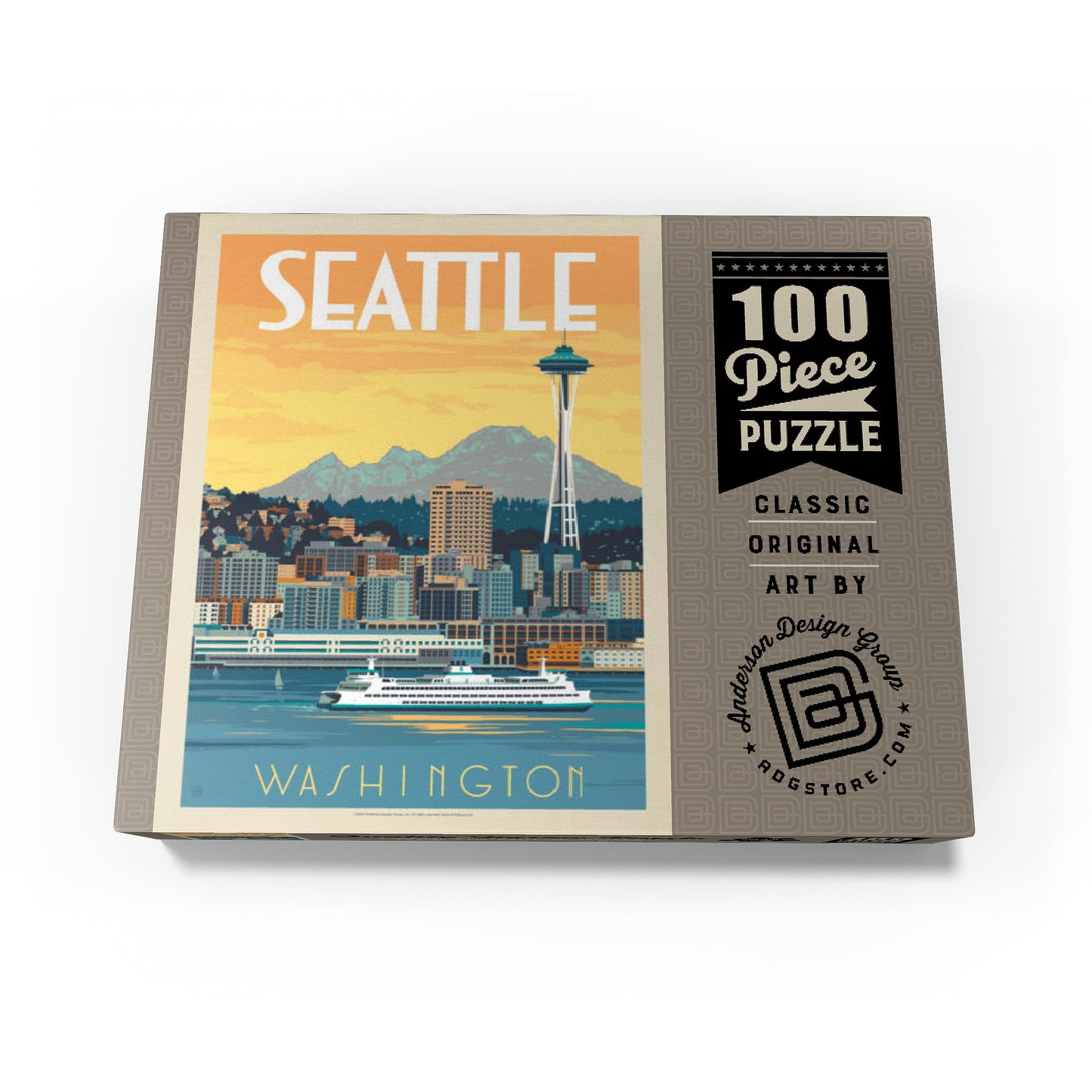 Mypuzzle Seattle, Wa: Ferry, Vintage Poster - Premium 100 Piece Jigsaw Puzzle For Adults