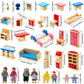 Sumind 35 Pcs Wooden Doll House Furniture And Accessories Set With 27 Pcs Dollhouse Furniture 8 Pcs Doll House Family Figures For Dollhouse Family Set