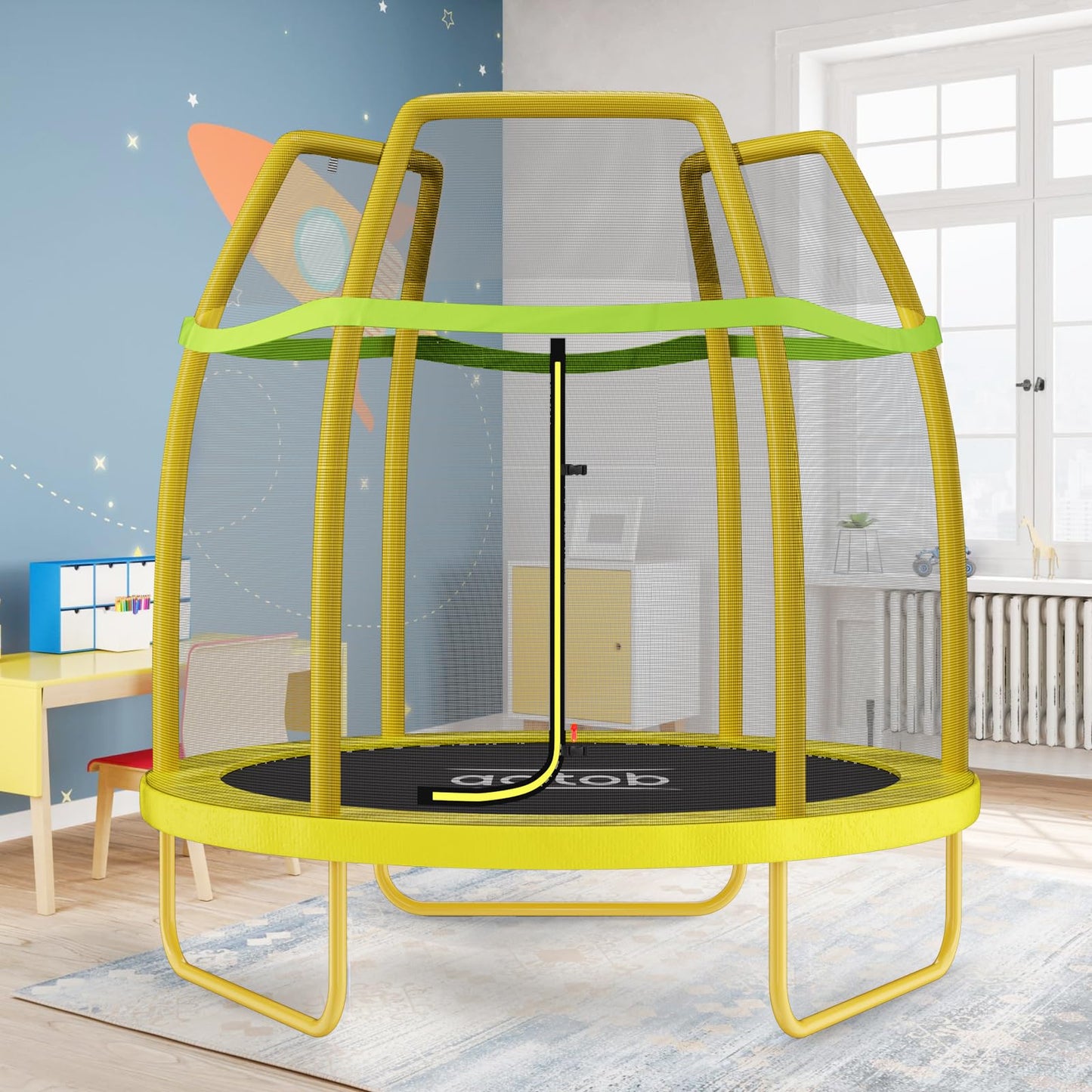 Aotob 7Ft Trampoline For Kids Toddler With Enclosure Net &Safety Pad, Mini Trampoline With Heavy Duty Frame Indoor Outdoor,Small