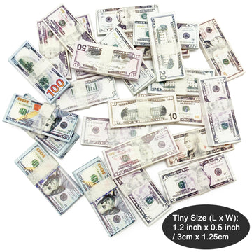 Prettylife Miniature Dollhouse Scene Model 500 Pieces Mini Dollar Bill Prop Set For 1:12 Mini Dollhouse Decoration