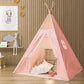 Gamenote Teepee Tent For Kids Indoor Tents With Mat, Inner Pocket, Unique Reinforcement Part - Foldable Kids Play Tent Canvas Tipi Childrens Tents For Girls & Boys (Pink)