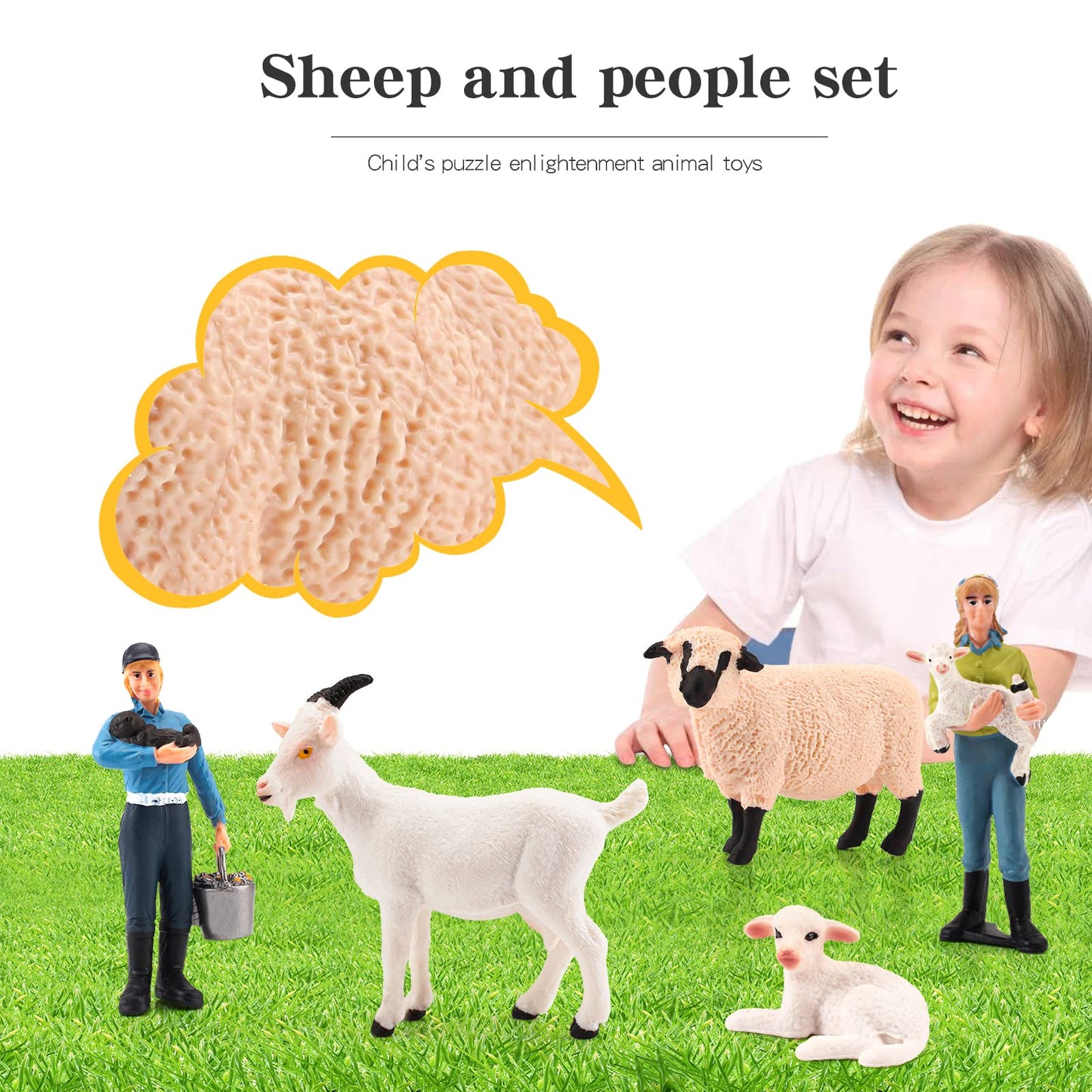 LC JoyCre 5 PCS Farm Animals Goats Figures Realistic Sheep Figurines Farm Animal Toys Farmer Lamb Model Set Farm Animals for Tod