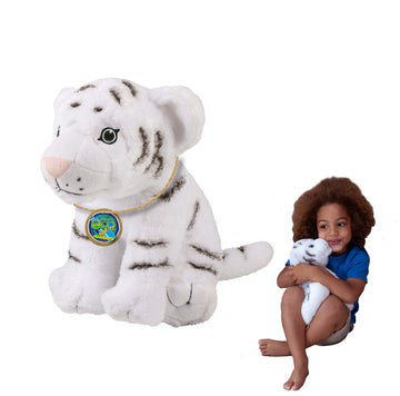 Ecobuddiez - White Tiger From Deluxebase. 12 Inch White Tiger Plush Toy. Eco Friendly Child Safe Tiger Stuffed Animal Made From Recycled Plastic Bottles.