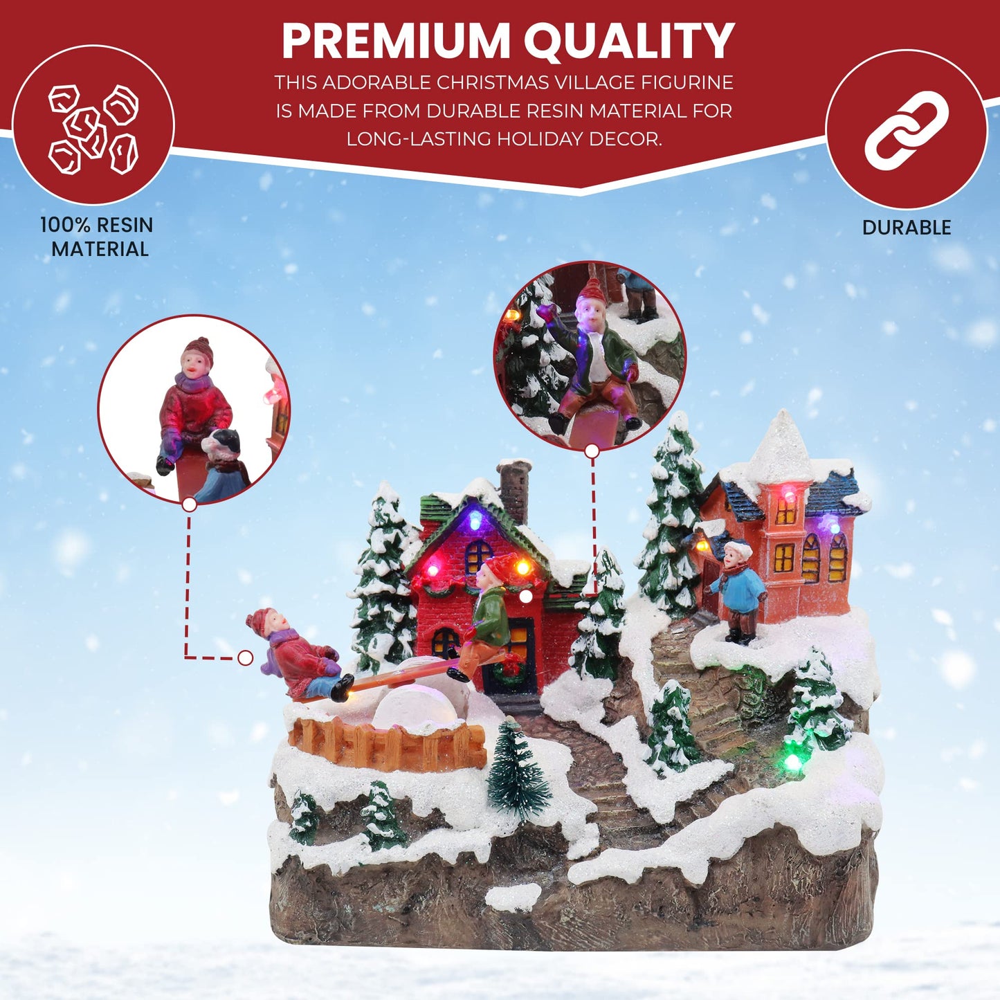 Christmas Village Rocking Seesaw - Animated Pre-Lit Winter Snow Town - Perfect Addition To Your Christmas Indoor Decorations & C