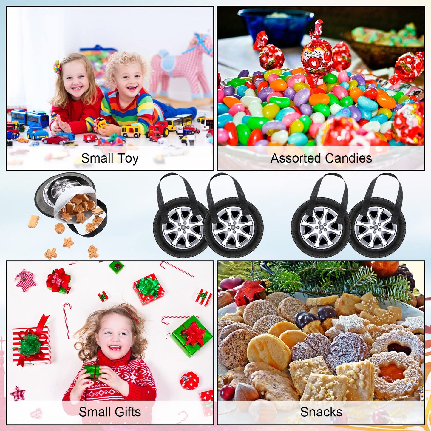 Silkfly 48 Pcs Racing Car Party Non Woven Tote Bags Race Car Wheel Bags with Handles Race Car Party Supplies for Candy Gifts Goo