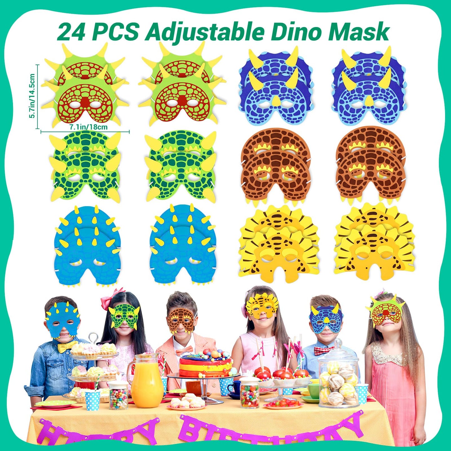 INNOCHEER Dinosaur Party Favors, Dinosaur Birthday Decorations 24 Pack Dinosaur Party Supplies Dinosaur Party Decorations, Dinos