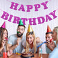 Glitter Purple Happy Birthday Banner Sign With Shiny Letters, Glitter Happy Birthday Bunting Banner Flag Garland For Kids Boys Baby Birthday Party Decorations Supplies