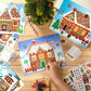 Frienda 48 Set Christmas Gingerbread Craft Kit Make a Gingerbread House Stickers Ornament Bulk DIY Arts Crafts for Xmas Tree Dec