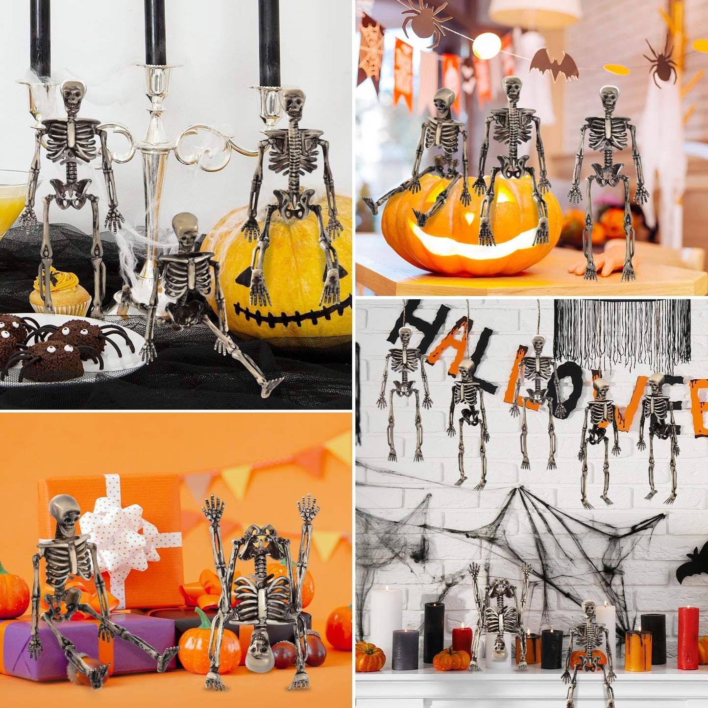 Zhwkmyp 12 Pcs Mini Skeleton Figurines, Plastic Small Skeleton Figurines For Crafts, Halloween Old Model Figurines For Party Sup