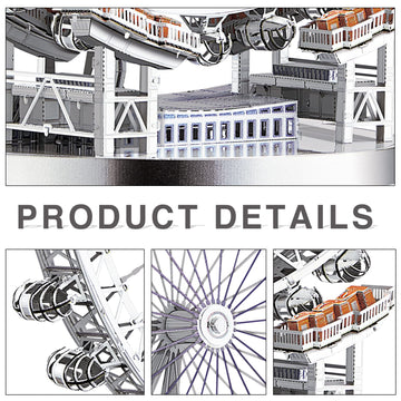 Piececool 3D Metal Model Puzzles - Large London Eye Architecture Kit, 141 Pcs, White, Perfect for Adults & Unique Birthday Gifts