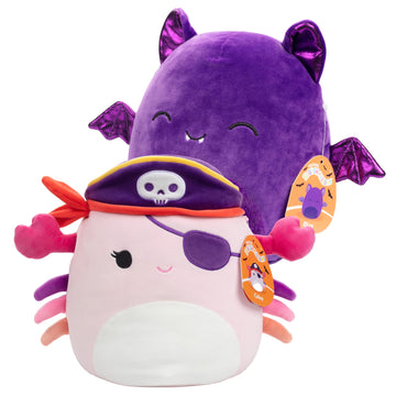 Squishmallows 10 Pirate Crab & Purple Bat 2-Squish Halloween Pack - Get Two Jumbo Official Jazwares 10 Plush for Less - Collecti