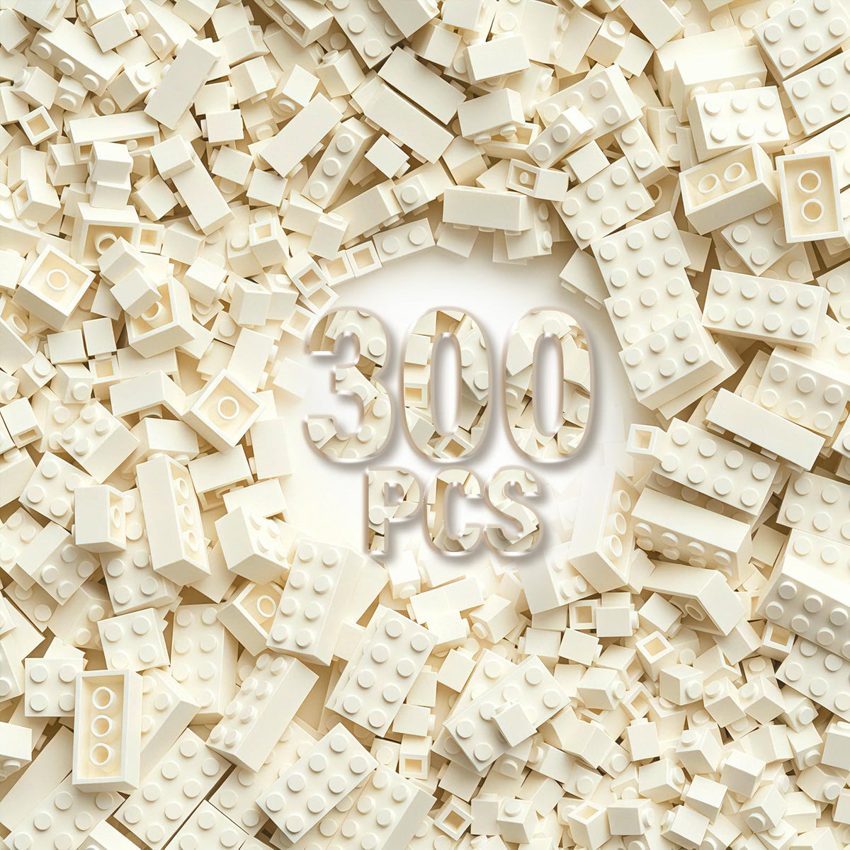 300 Piece White Building Bricks, 6 Size Classic Mixed Building Block Set, Compatible with Lego and Major Brands, Suitable for Bo
